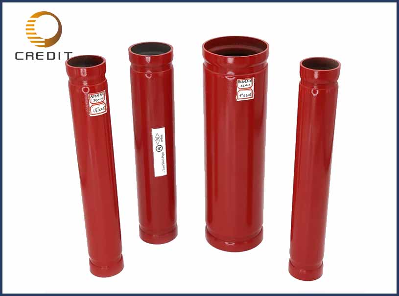 ASTM A795 Red Painted Fire Groove Steel Pipe