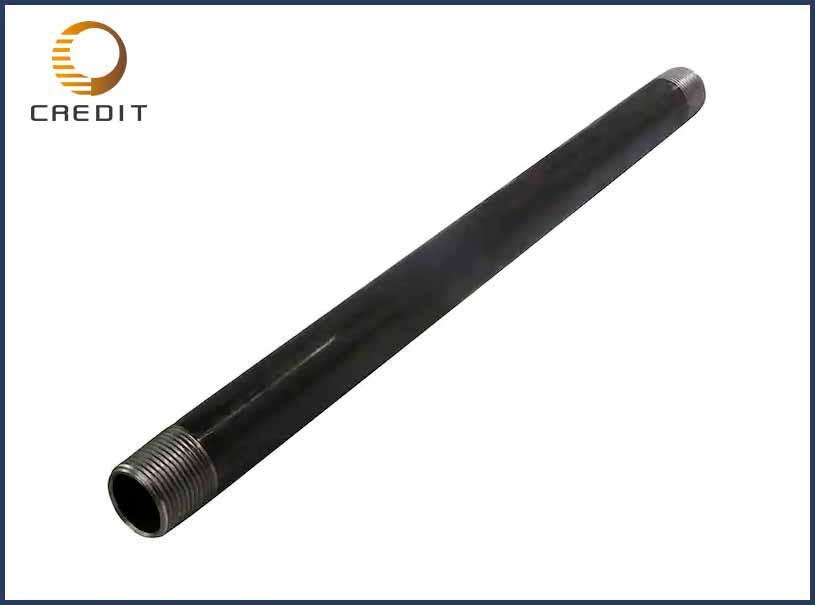 Painted And Oiled Black Steel Pipe With Thread Coupling