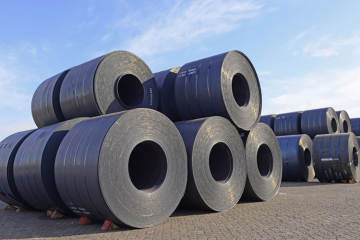Hot rolled coils are steel plates produced by rolling heated steel slabs through roughing